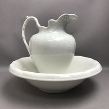Load image into Gallery viewer, Antique White Ceramic Pitcher And Wash Basin (12")

