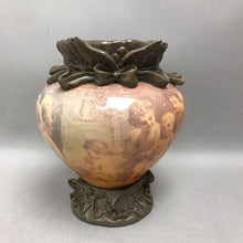 Load image into Gallery viewer, Cupid Glass Vase with Brass Look Trim (7")
