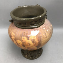 Load image into Gallery viewer, Cupid Glass Vase with Brass Look Trim (7")
