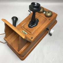 Load image into Gallery viewer, Kellogg Hand-Crank Oak Wood Wall Telephone (As-Is) (19x8.75x12)
