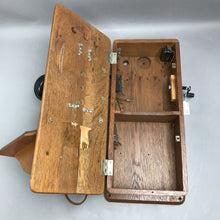 Load image into Gallery viewer, Kellogg Hand-Crank Oak Wood Wall Telephone (As-Is) (19x8.75x12)

