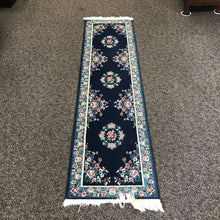 Load image into Gallery viewer, Cairo Navy Blue Runner Rug w/Pink/White Floral Patterns (94x23) 2 Avail
