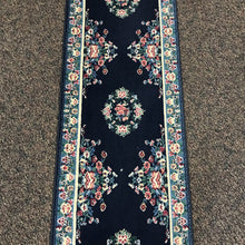 Load image into Gallery viewer, Cairo Navy Blue Runner Rug w/Pink/White Floral Patterns (94x23) 2 Avail
