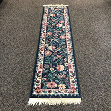 Load image into Gallery viewer, Cairo Blue Floral Runner Rug w/Pink/White Blossoms (94x25)
