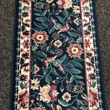 Load image into Gallery viewer, Cairo Blue Floral Runner Rug w/Pink/White Blossoms (94x25)
