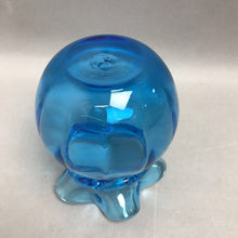 Load image into Gallery viewer, Blue Blown Glass Vase with Ruffle Top (5")

