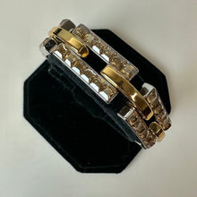 Load image into Gallery viewer, Lola &amp; Grace Goldtone w/ Champagne Swarovski Crystal Rectangle Link Bracelet NIB (7.25")
