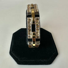 Load image into Gallery viewer, Lola &amp; Grace Goldtone w/ Champagne Swarovski Crystal Rectangle Link Bracelet NIB (7.25")
