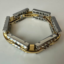 Load image into Gallery viewer, Lola &amp; Grace Goldtone w/ Champagne Swarovski Crystal Rectangle Link Bracelet NIB (7.25")
