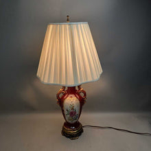 Load image into Gallery viewer, Red Burgundy Floral Porcelain Urn Table Lamp (~25.5") (2 Available)
