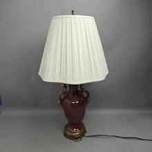 Load image into Gallery viewer, Red Burgundy Floral Porcelain Urn Table Lamp (~25.5") (2 Available)
