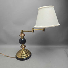 Load image into Gallery viewer, Vintage Brass &amp; Black Marble Double Swing Arm Desk Lamp (19")
