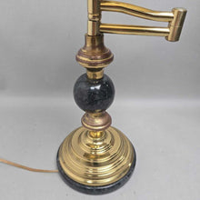 Load image into Gallery viewer, Vintage Brass &amp; Black Marble Double Swing Arm Desk Lamp (19")
