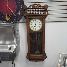 Load image into Gallery viewer, Antique New Haven Clock Co. Wood Wall Regulator Clock (As-Is) (49x19x6.5)
