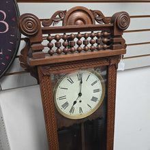 Load image into Gallery viewer, Antique New Haven Clock Co. Wood Wall Regulator Clock (As-Is) (49x19x6.5)
