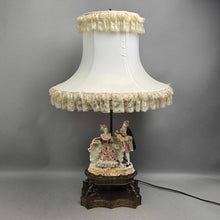 Load image into Gallery viewer, Porcelain Dresden Lace Figural Courting Musician Table Lamp (27") (As-Is)
