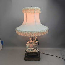 Load image into Gallery viewer, Porcelain Dresden Lace Figural Courting Musician Table Lamp (27") (As-Is)
