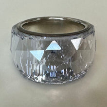 Load image into Gallery viewer, Swarovski Lucent Cut Pale Blue Crystal Cocktail Ring sz 7
