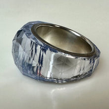 Load image into Gallery viewer, Swarovski Lucent Cut Pale Blue Crystal Cocktail Ring sz 7
