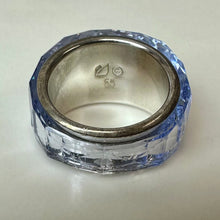 Load image into Gallery viewer, Swarovski Lucent Cut Pale Blue Crystal Cocktail Ring sz 7
