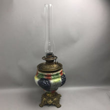 Load image into Gallery viewer, Antique Hand Painted Grape-Pattern Kerosene Parlor Lamp (29")
