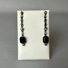 Load image into Gallery viewer, Givenchy Gunmetal Black Gray Clear Crystal Drop Earrings (2")
