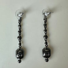 Load image into Gallery viewer, Givenchy Gunmetal Black Gray Clear Crystal Drop Earrings (2")
