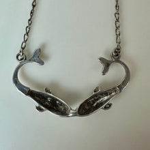 Load image into Gallery viewer, Vintage Catania Sterling Kissing Dolphins Necklace (18")
