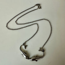 Load image into Gallery viewer, Vintage Catania Sterling Kissing Dolphins Necklace (18")

