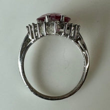 Load image into Gallery viewer, Sterling Teardrop Lab-Created Ruby Halo Ring sz 8
