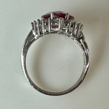 Load image into Gallery viewer, Sterling Teardrop Lab-Created Ruby Halo Ring sz 8
