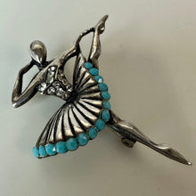 Load image into Gallery viewer, Vintage Sterling Boucher Rhinestone Ballerina Replica Brooch Pin (1.75")
