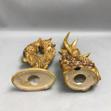 Load image into Gallery viewer, MCM Set of 2 Brown Glazed Ceramic Rooster Chicken Figurines (12")

