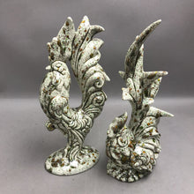 Load image into Gallery viewer, Set of 2 Ceramic Rooster Cream Brown Mid Century Farm Decor (12")
