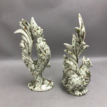 Load image into Gallery viewer, Set of 2 Ceramic Rooster Cream Brown Mid Century Farm Decor (12")
