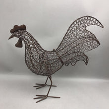 Load image into Gallery viewer, Vintage Metal Rooster Sculpture Wire Woven Basket (18")
