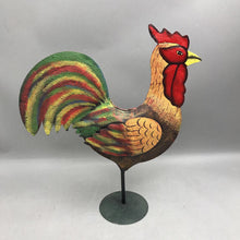 Load image into Gallery viewer, Hand Painted Metal Chicken on Stand (15")
