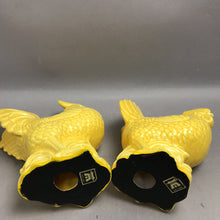Load image into Gallery viewer, Vintage Ceramic Yellow Rooster Hen Figurines Japan (8")
