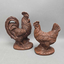 Load image into Gallery viewer, Rooster &amp; Hen Chicken Figurine Pair (7")
