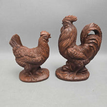 Load image into Gallery viewer, Rooster &amp; Hen Chicken Figurine Pair (7")
