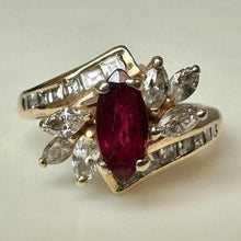 Load image into Gallery viewer, 14K Gold Ruby Diamond Ring sz 6 (3.6g)
