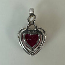 Load image into Gallery viewer, 10K White Gold Ruby Diamond Heart Pendant &amp; Stud Earrings Set (2.2g)
