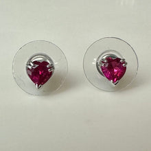 Load image into Gallery viewer, 10K White Gold Ruby Diamond Heart Pendant &amp; Stud Earrings Set (2.2g)
