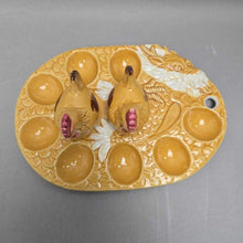 Load image into Gallery viewer, Yellow Ceramic Devilled Egg Plate + Chicken Salt &amp; Pepper (9.5x6.5)
