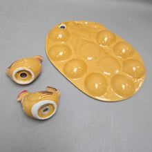 Load image into Gallery viewer, Yellow Ceramic Devilled Egg Plate + Chicken Salt &amp; Pepper (9.5x6.5)
