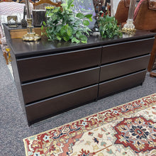 Load image into Gallery viewer, Black Dresser 6 Drawer AS IS (28x61x20)
