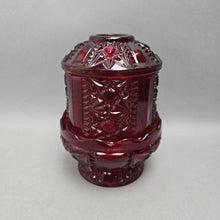 Load image into Gallery viewer, Indiana Glass Ruby Red Stars &amp; Bars Fairy Lamp (6.5")
