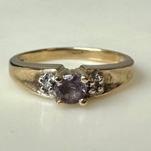 Load image into Gallery viewer, 10K Gold Topaz Diamond Vintage Baby/Child Ring sz 1.25 (1.3g)
