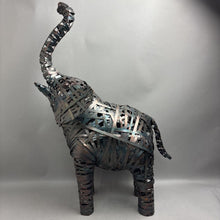 Load image into Gallery viewer, Copper-Tone Woven Strap Metal Elephant Sculpture Statue (31")
