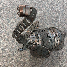 Load image into Gallery viewer, Copper-Tone Woven Strap Metal Elephant Sculpture Statue (31")
